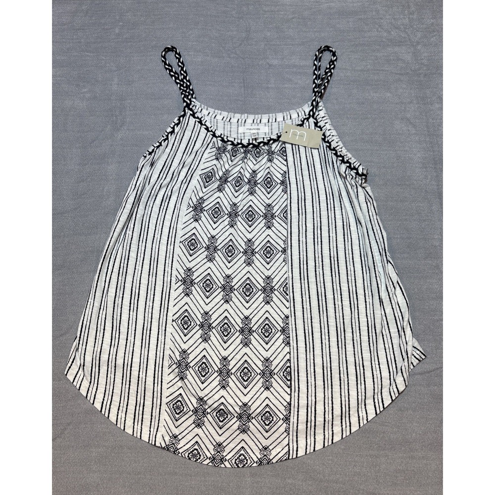 NWT Maurice's Spaghetti Strap Black and White Pattern Top $26 MSRP- Medium Women